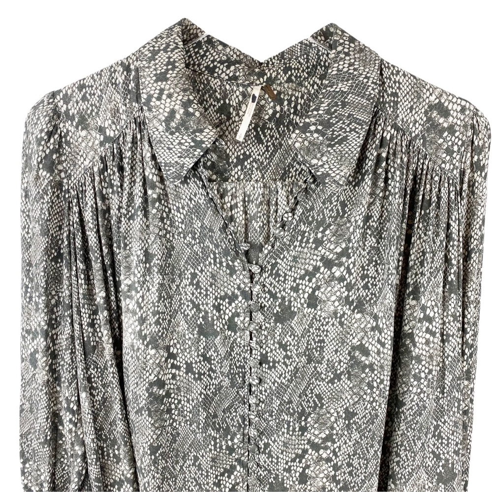 Free People Muse Snakeskin Python Button Front Lo… - image 6